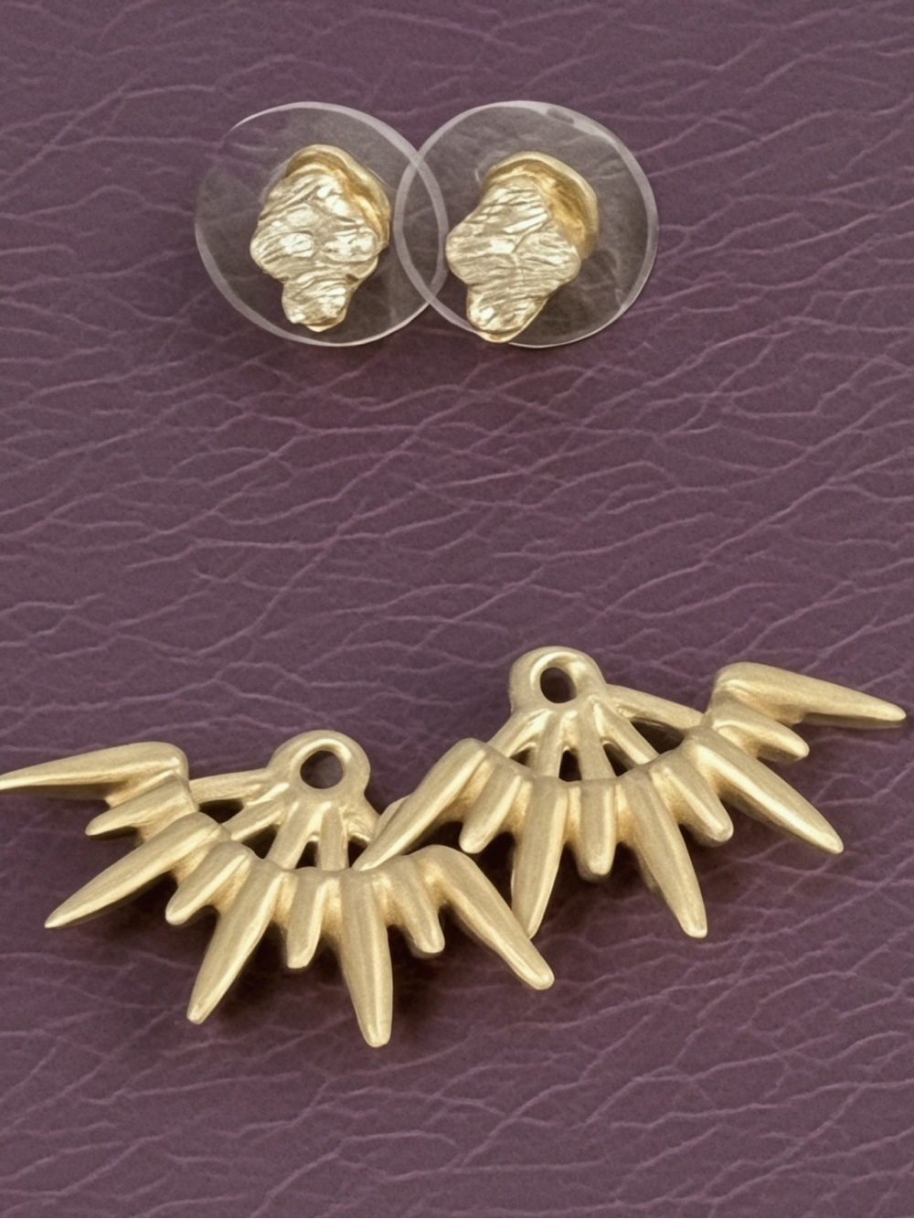 Gold Spike Fan Drop Earrings - Women Vintage Jewelry Earrings